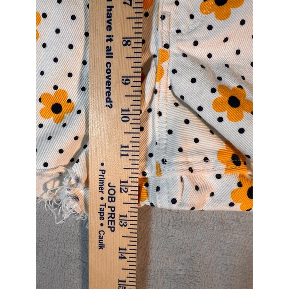 Wrangler White Floral Polka Dot Printed Jean Shorts Yellow Flowers Size 30 - Picture 5 of 7